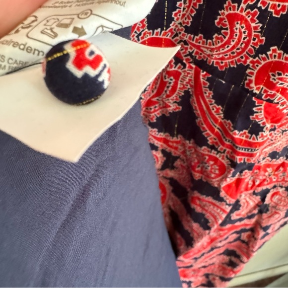 Boden Tie Neck Mini Dress in Red and Blue Paisley Cluster Twee Women’s Size 14 - Picture 14 of 16